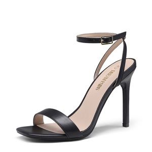 DREAM PAIRS High Heel Stilettos Shoes Size 12 Black Ankle Strap Open Toe
